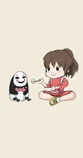 可爱的画风，日本漫画里的人物喂你吃饭系列手机壁纸