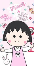 粉粉可爱的平面日本动画人物&ldquo;樱桃小丸子&rdquo;手机壁纸