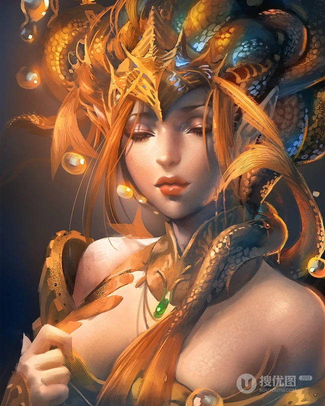 加拿大女画师Sakimichan笔下的奇幻神话人物场景图片
