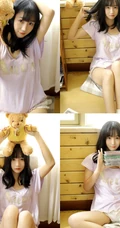 念旧的长发可爱女孩室内写真，还有人记得这些CD吗？