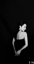曲尼次仁气质黑色礼裙礼服黑白写真美图