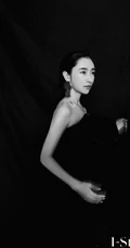 曲尼次仁气质黑色礼裙礼服黑白写真美图