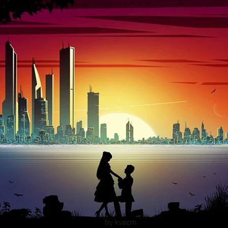唯美的二次元场景，风景插画意境美图