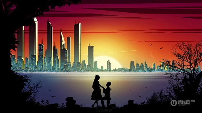 唯美的二次元场景，风景插画意境美图