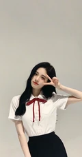 鞠婧祎白衣黑裙制服装写真，甜美造型青春洋溢