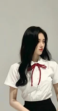 鞠婧祎白衣黑裙制服装写真，甜美造型青春洋溢