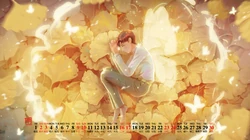 金黄的色彩，唯美高清插画系列，19年11月日历壁纸图片