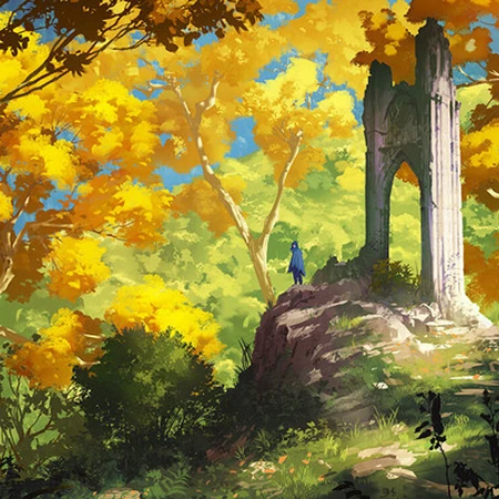 泛黄的金秋，唯美二次元秋季场景插画意境美图