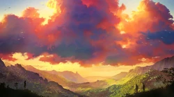 插画，二次元场景，唯美梦幻，治愈系风景桌面壁纸图片