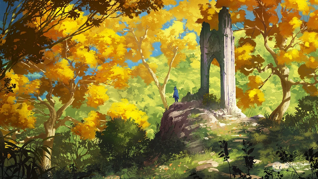 插画，二次元场景，唯美梦幻，治愈系风景桌面壁纸图片