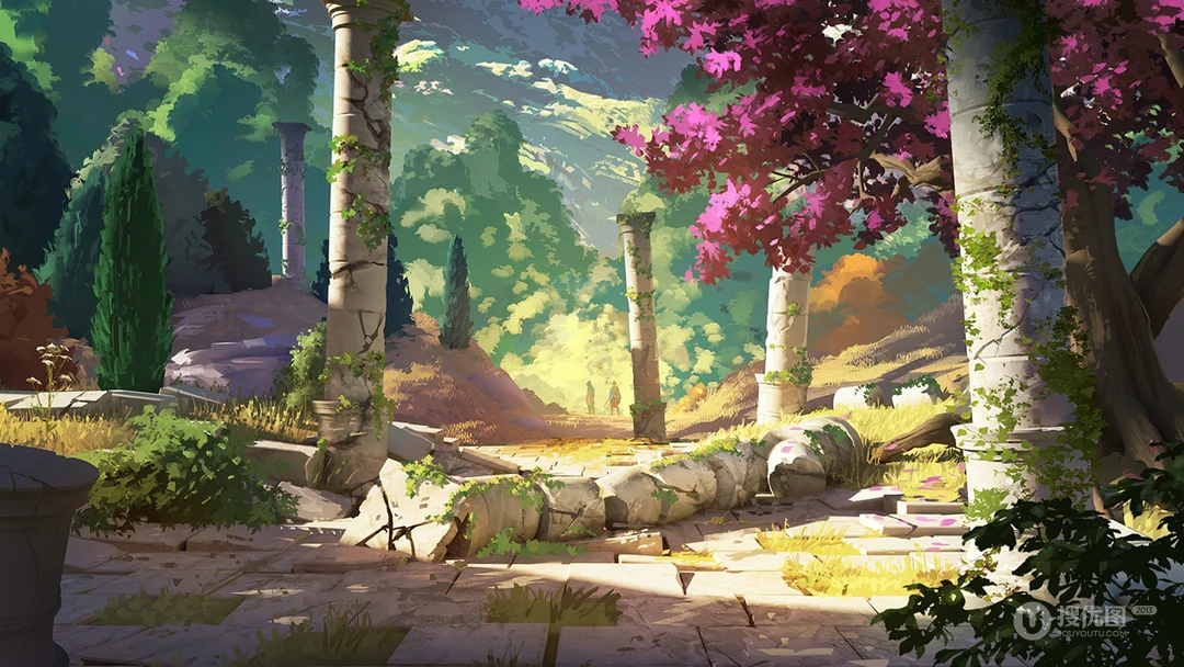 插画，二次元场景，唯美梦幻，治愈系风景桌面壁纸图片