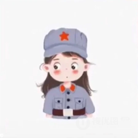 军旅风格的手绘卡通小人情侣头像图片