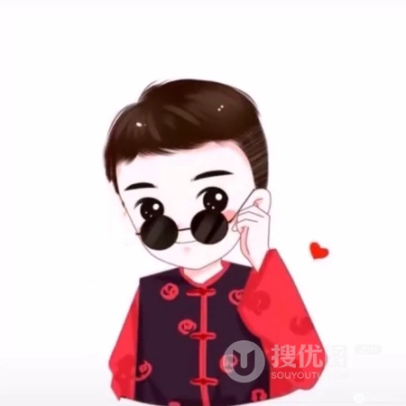 穿着旗袍的手绘小人卡通情侣头像图片 新婚夫妻专用。