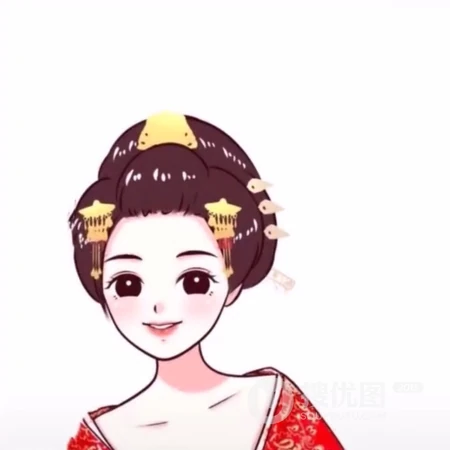 穿着旗袍的手绘小人卡通情侣头像图片 新婚夫妻专用。