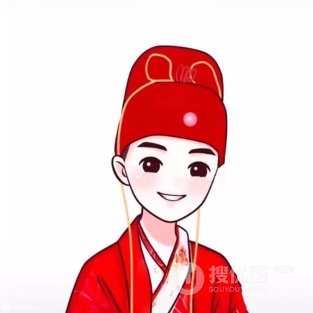 穿着旗袍的手绘小人卡通情侣头像图片 新婚夫妻专用。
