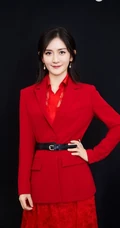 谢娜大红色西服套红裙魅力写真，舞台照气质图片