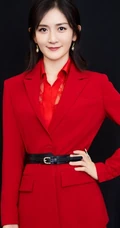 谢娜大红色西服套红裙魅力写真，舞台照气质图片