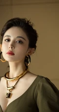 娜扎气质卡其色V领连衣裙超美出镜，曼妙身材白皙匀称