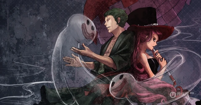 海贼王创意手绘罗罗诺亚&middot;索隆和幽灵图片