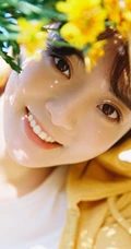 齐刘海长发可爱少女黄衣白T牛仔短裤唯美户外写真图片