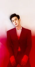 彦希红色格子西服魅力写真高清图集