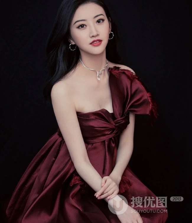 景甜气质优雅礼裙长裙尽显动人线条锁骨写真图片