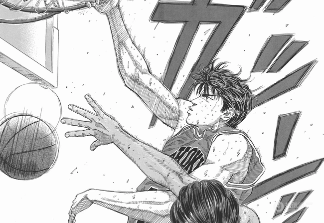 漫画《灌篮高手》高清篮球场竞技黑白插画图片