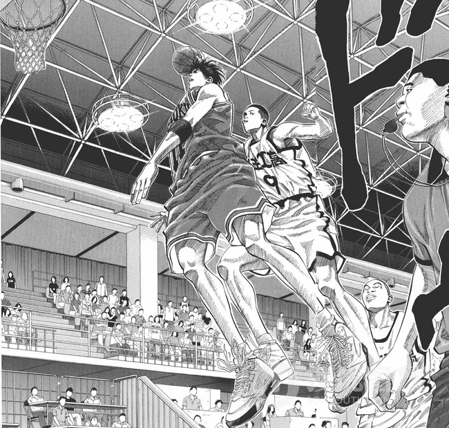 漫画《灌篮高手》高清篮球场竞技黑白插画图片