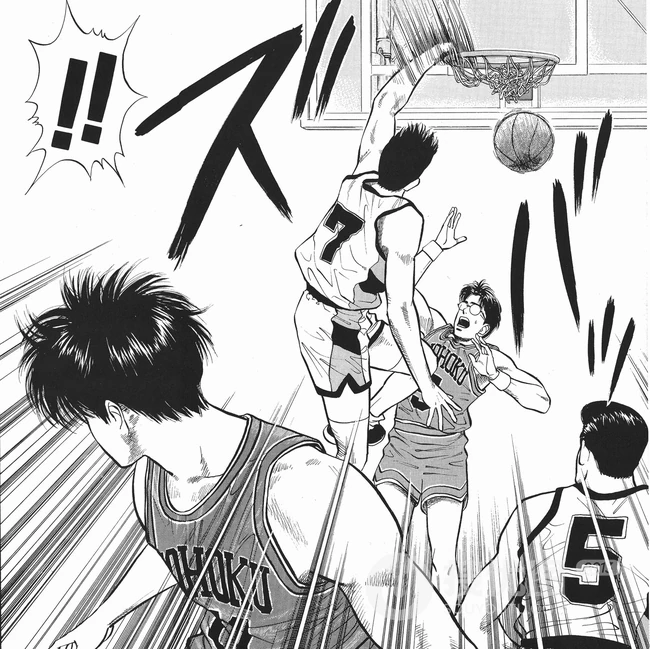 漫画《灌篮高手》高清篮球场竞技黑白插画图片