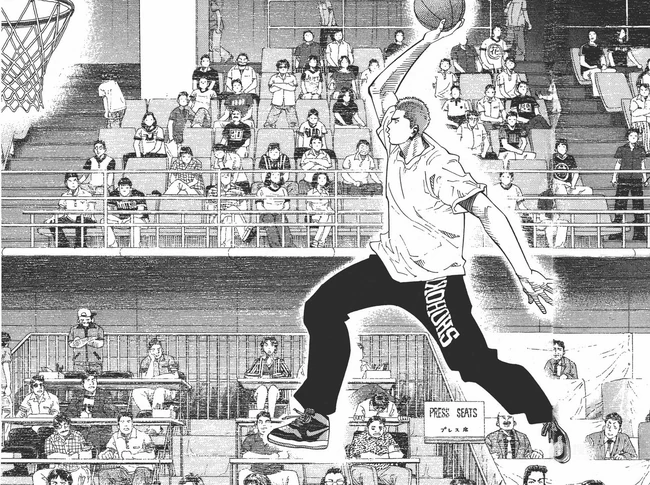 漫画《灌篮高手》高清篮球场竞技黑白插画图片