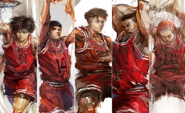 80后回忆&ldquo;灌篮高手&rdquo;彩绘插画图片