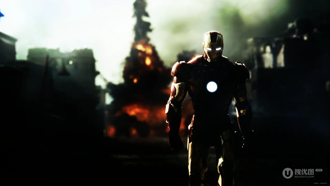 钢铁侠Mark2-Mark4型号红色盔甲圆形核心的炫酷壁纸