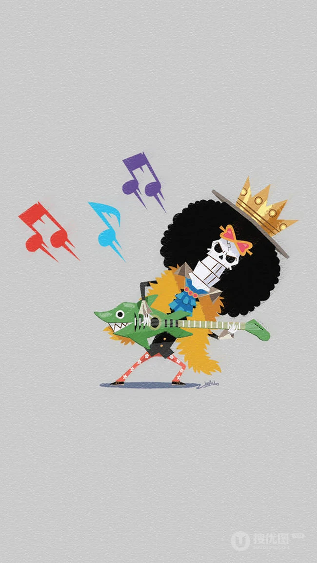 插画风格搞怪的海贼王人物手机壁纸，画风太搞笑了！
