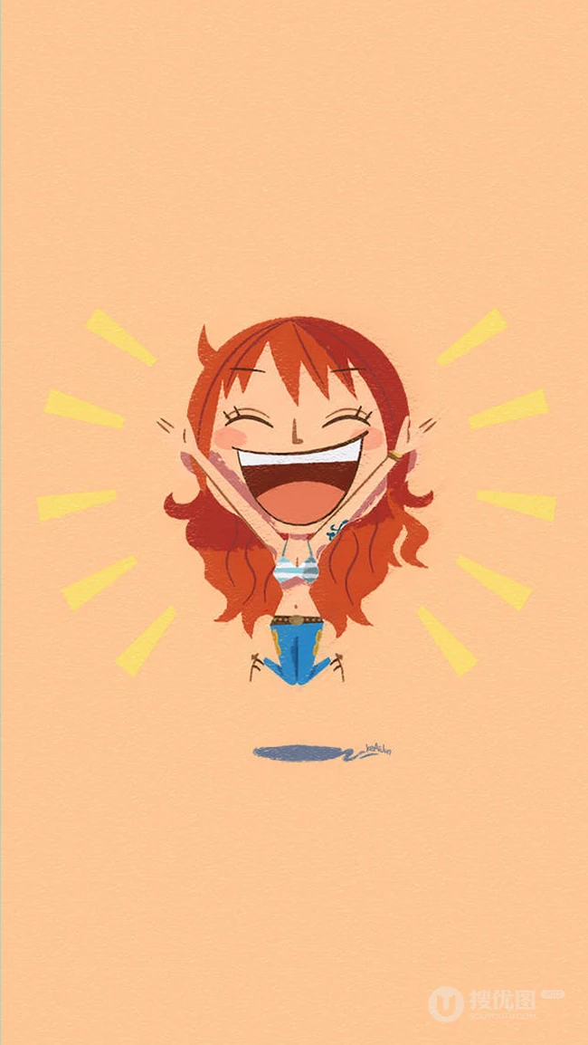 插画风格搞怪的海贼王人物手机壁纸，画风太搞笑了！