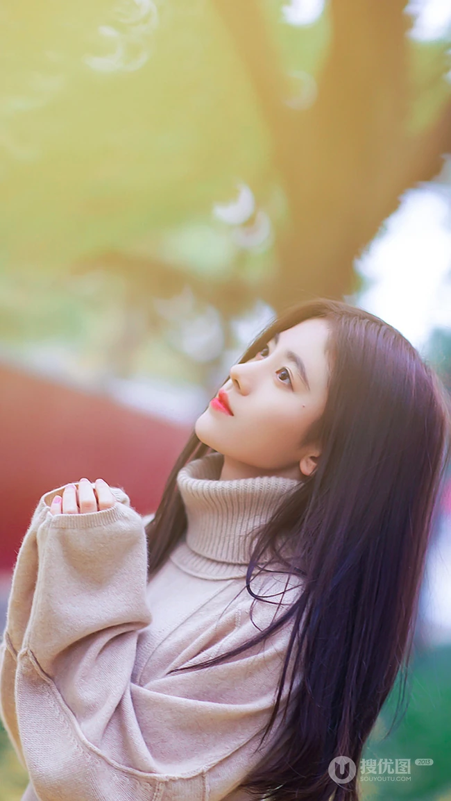 美女明星鞠婧祎拥抱大自然小清新风格手机壁纸