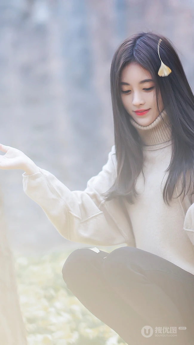 美女明星鞠婧祎拥抱大自然小清新风格手机壁纸