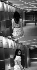 清新气质女生李诗颖白底五角星图案连衣裙游乐场写真图片