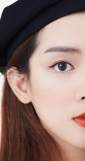 长相甜女生星陈昊宇黑色贝雷帽 高清近距离特写写真图片