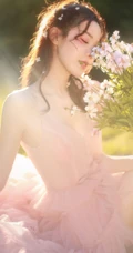 超美气质少女露背仙女纱裙户外唯美逆光写真图片