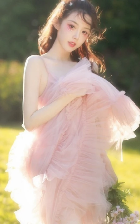 超美气质少女露背仙女纱裙户外唯美逆光写真图片