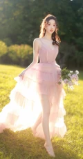 超美气质少女露背仙女纱裙户外唯美逆光写真图片