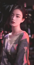倪妮日系风格写真手机壁纸，浓妆妖艳丸子头造型高贵冷艳