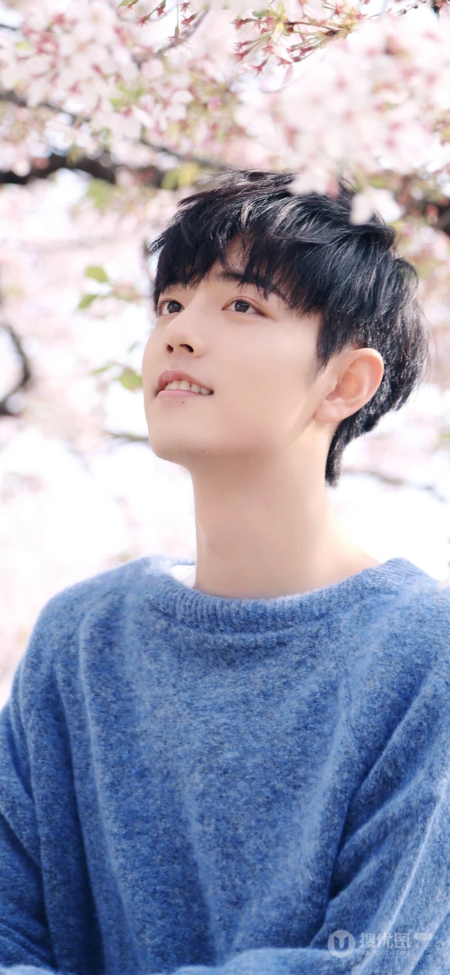 梅花园里梅花树下的帅哥明星肖战秋季写真手机壁纸