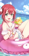 沙滩比基尼风格的动漫少女手机壁纸