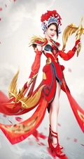 女生戚薇微博晒酷美京剧花旦造型，cos虞姬手持双箭