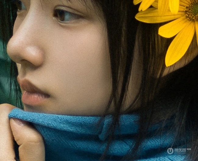 任敏短发造型拍摄唯美森系写真，徜徉菊芋间清新清新