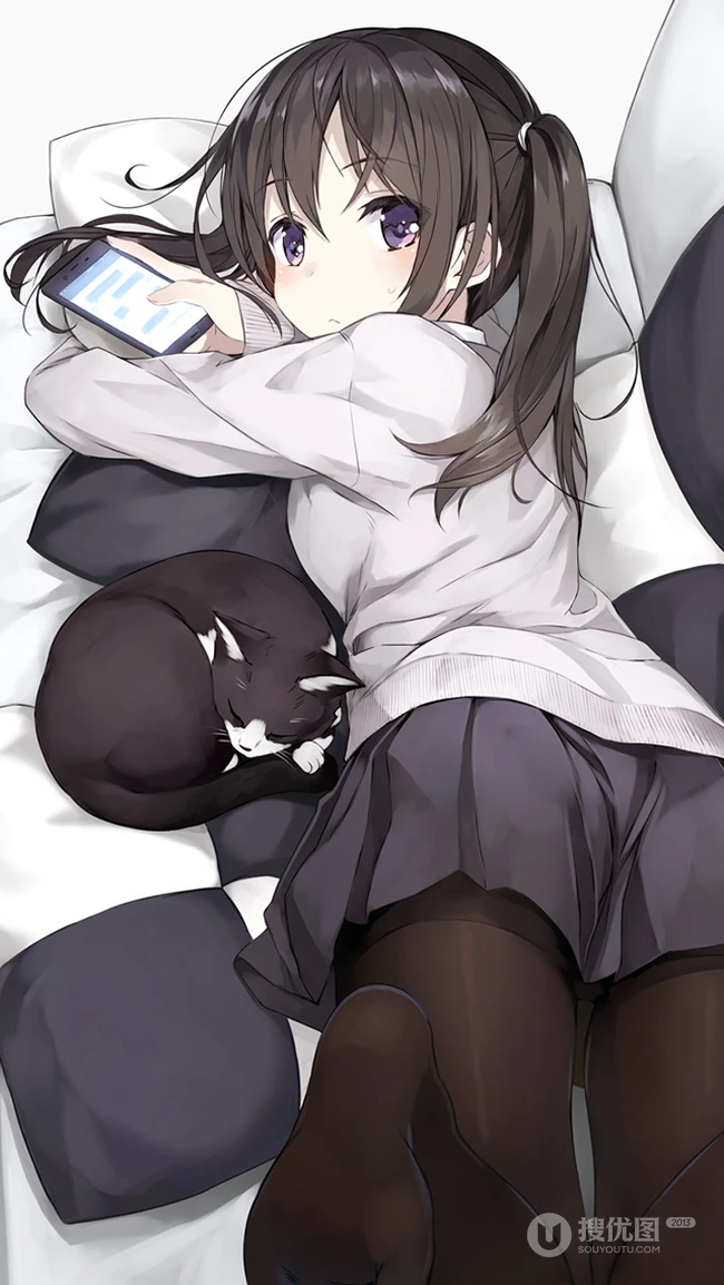 淋雨湿身的动漫学生妹子动漫手机壁纸
