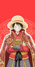 和系风格海贼王人物，纯色背景搞怪耍酷手机壁纸