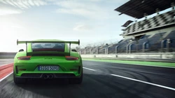 赛道上绿色车身涂装的19款保时捷911高清壁纸型号GT3 RS
