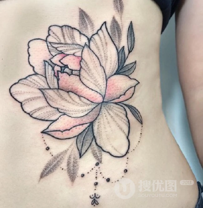 气质的腰部纹身，女生腰部花卉系列好看纹身图案欣赏 第7张
